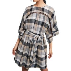 Anthropologie Maeve Plaid kimono tunic dress Med